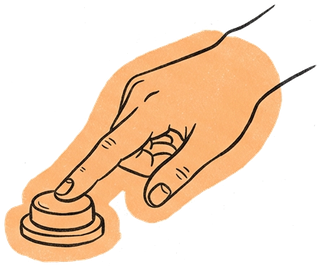 Desenho de um dedo a carregar num botão.