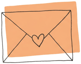 Desenho de um envelope com um coração.